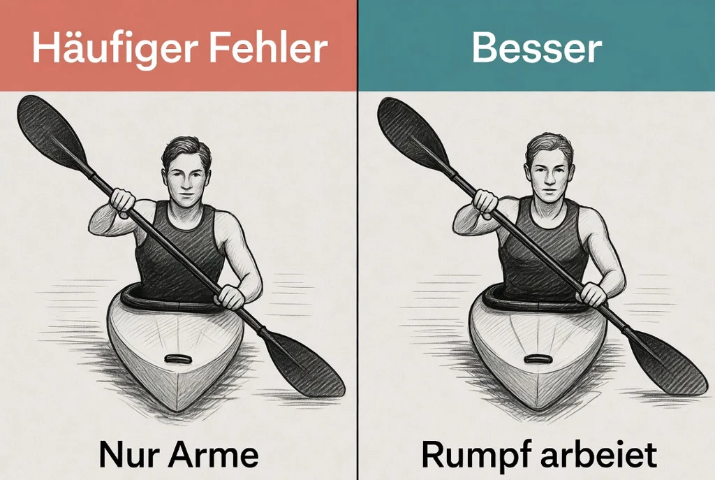 Comparison: arm paddling versus torso rotation.