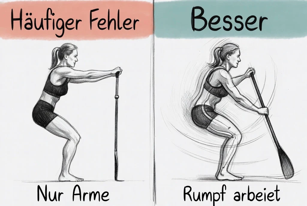 Armpaddeln versus Rumpfrotation.