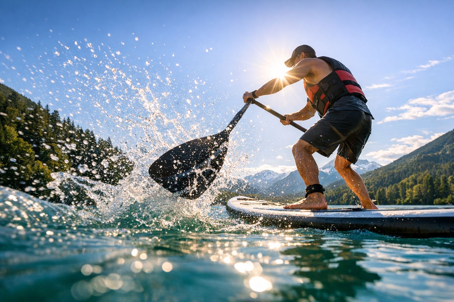 SUP-Fahrer auf dem See